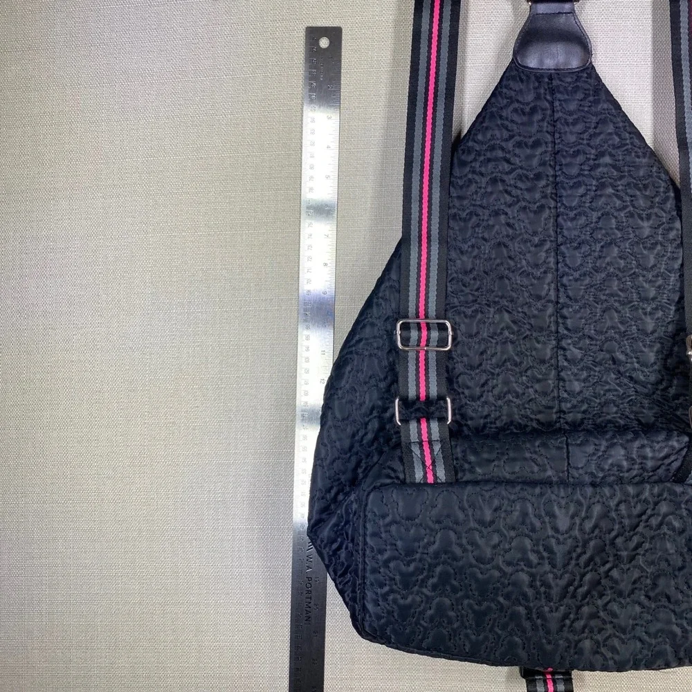 Disney Mickey Mouse Quilted Sling Backpack Black Pink Teardrop Bag